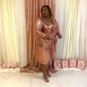 Eloquii Rose Gold Sequin Wrap Dress